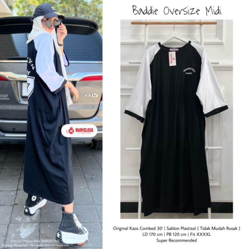 BADDIE OVERSIZE MIDI BY MARVELOUS / MIDI KATUN MUSLIMAH / Baju wanita dress katun