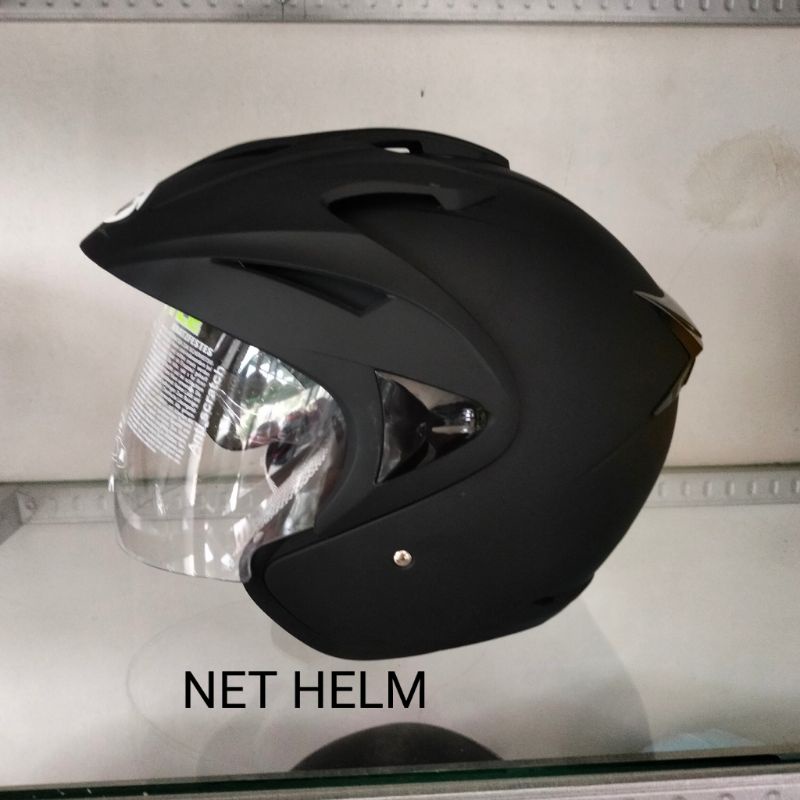 HELM HIU ARROW SOLID BLACK DOFT ORI HELM HIU