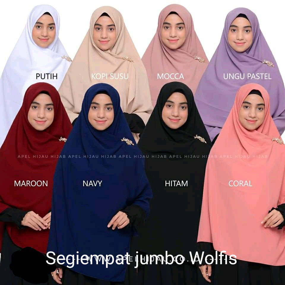 Jilbab Segiempat Wolfis Polos/Segiempat Jumbo Syar'i