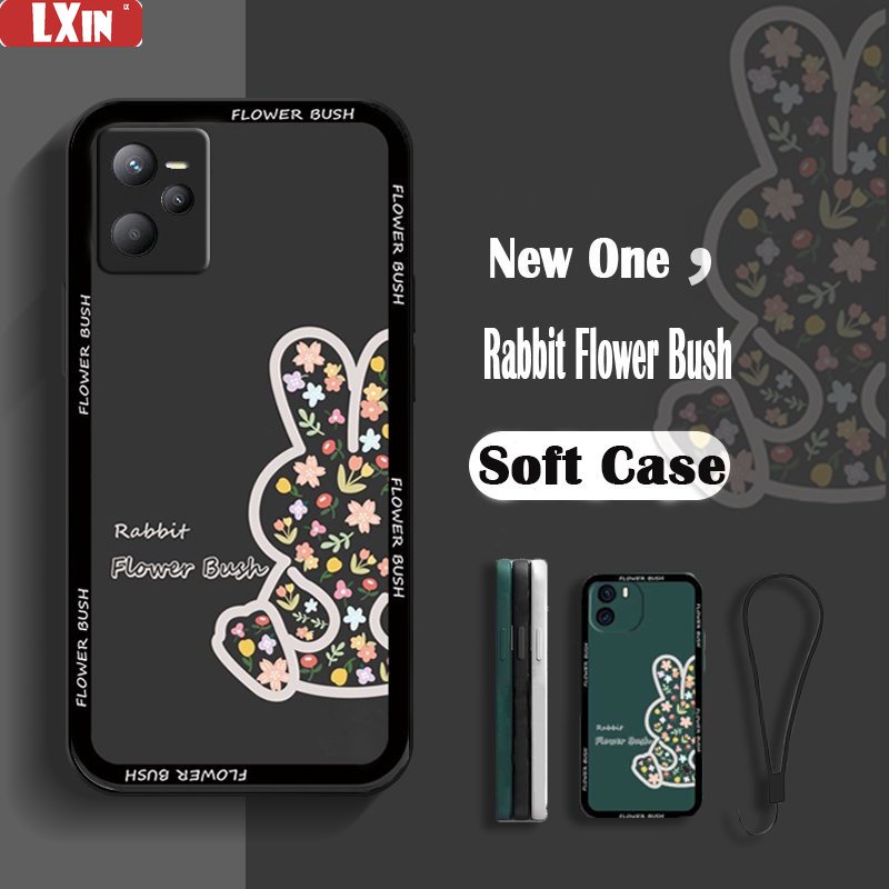 Soft Case Bahan Silikon Motif Bunga Dengan Lanyard Kelinci Untuk Realme C55 C53 C33 C31 C30 C35 C21Y C25Y C21 RealmeC11 C25 C17 C15 C12 C3 C2 Realme 8i 7i 5 5i 6i 6 Pro 7 Pro