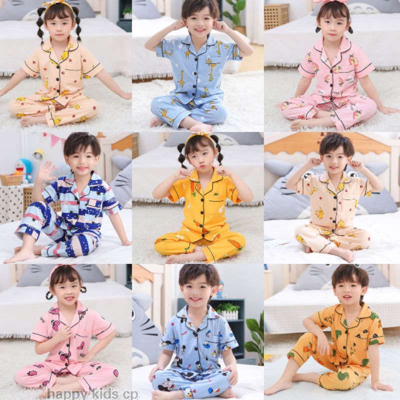 SETELAN PIYAMA ANAK 2-8TAHUN IMPORT|BAJU TIDUR LENGAN PENDEK CELANA PENDEK|SETELAN PIYAMA ANAK UNISEX CEWEK COWOK