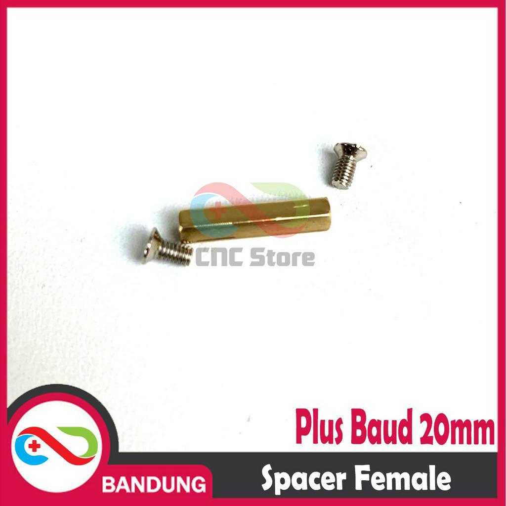 SPACER PCB METAL LOGAM 20x3MM FEMALE COOPER KUNINGAN HEXAGON PLUS BAUD