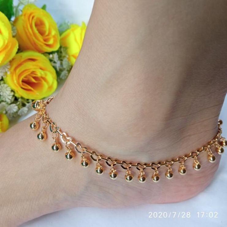 LANGSUNG KIRIM.. gelang kaki jurai bola india 24k emas xuping