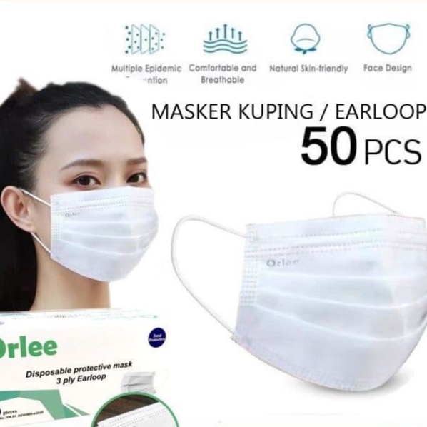 Masker Cantol Orle Disposable 3Ply isi 50 / Masker Earloop Orle 3 ply MASKER NON MEDIS