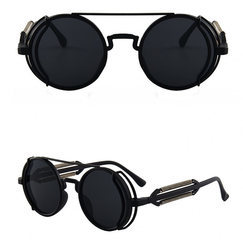 Men Fashion steampunk round gothic Sunglasses / Women Shades Vintage Classic UV400 Sun Glasses