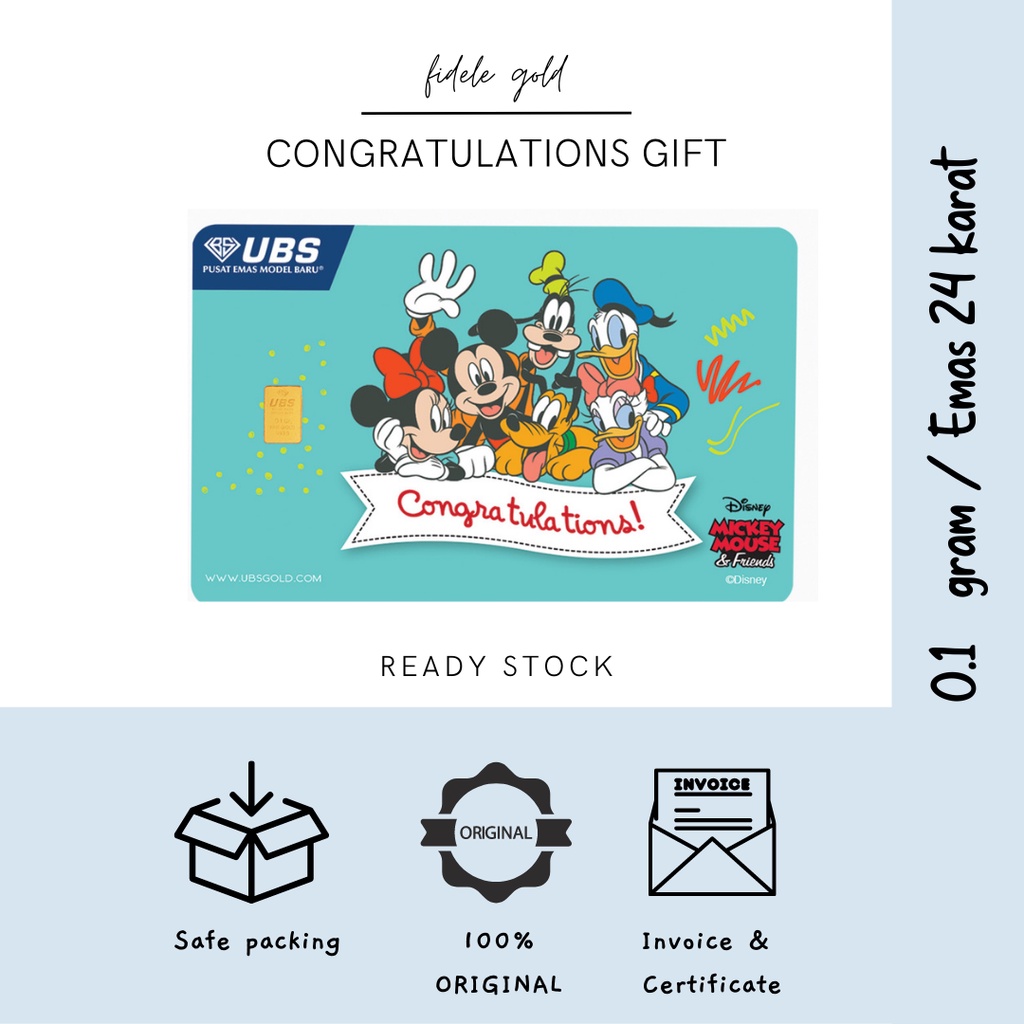 Logam Mulia Disney 0,1 gram Congratulations Mickey Mouse