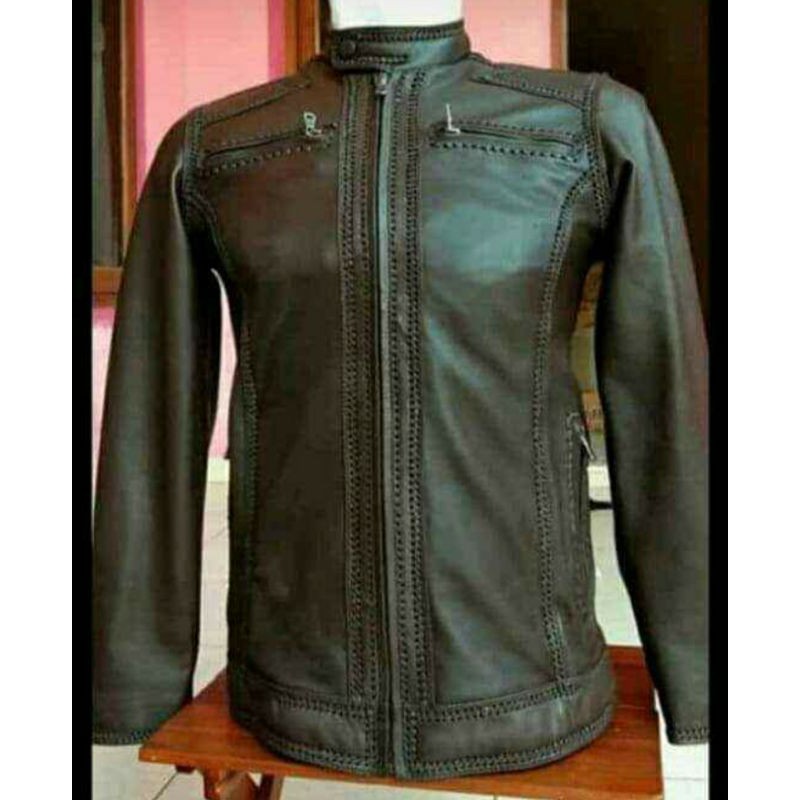 Jaket kulit domba sulam asli garut