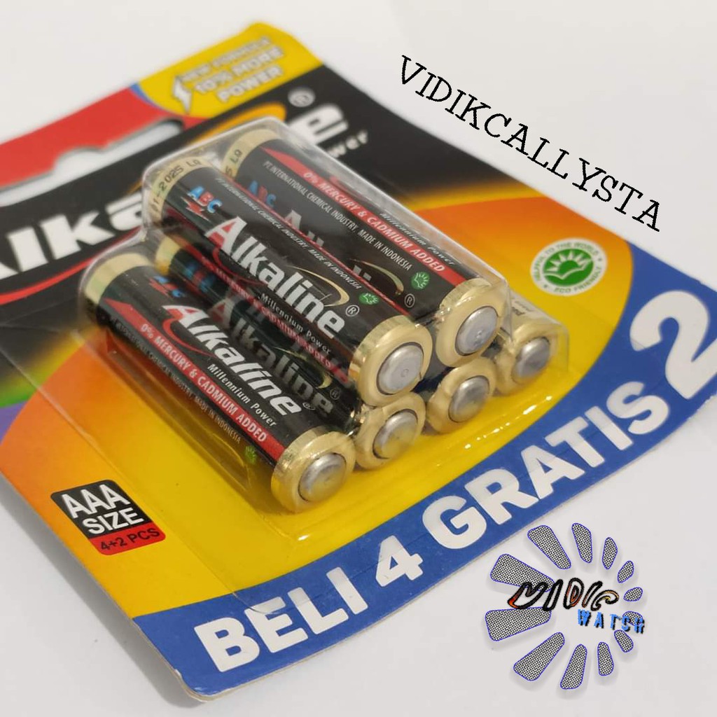 BATU BATTERY BATREI ORIGINAL ABC ALKALINE AAA A3 ISI 6PCS ABC A3