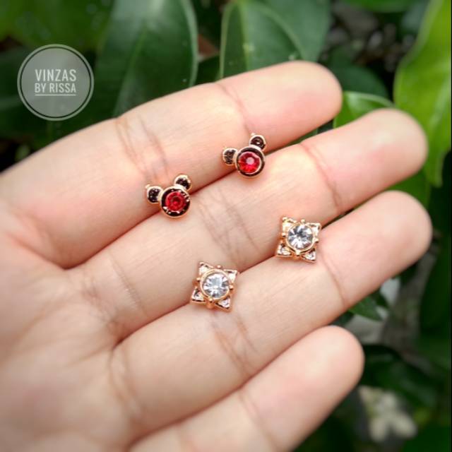 2pairs anting tusuk casual . anting lucu kado natal