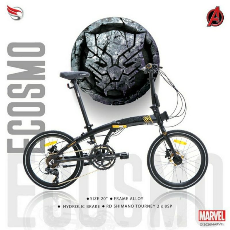 NEW Sepeda Lipat Element Ecosmo Z8 Black Panther Fnhon Pasific Polygon