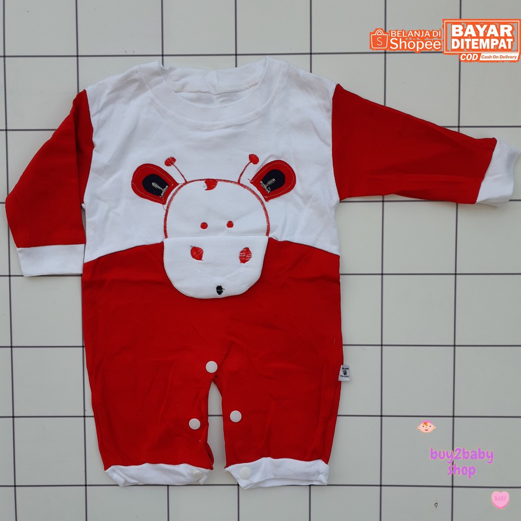 Jumper Panjang Bayi HAYAMI Karakter Helly Bear &amp; Cow 0-3 Bulan 1 PCS