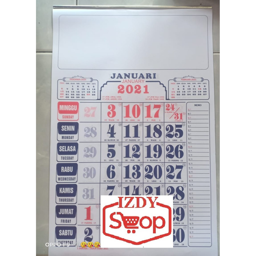 Kalender Dinding Jawa 2021