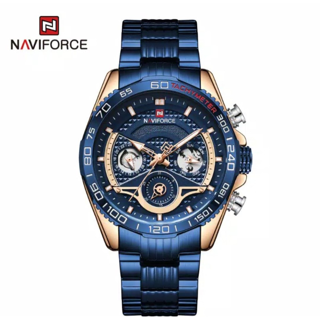 Jam Tangan Naviforce 9185 Chronograph Rantai Stainless Steel NF9185 Original