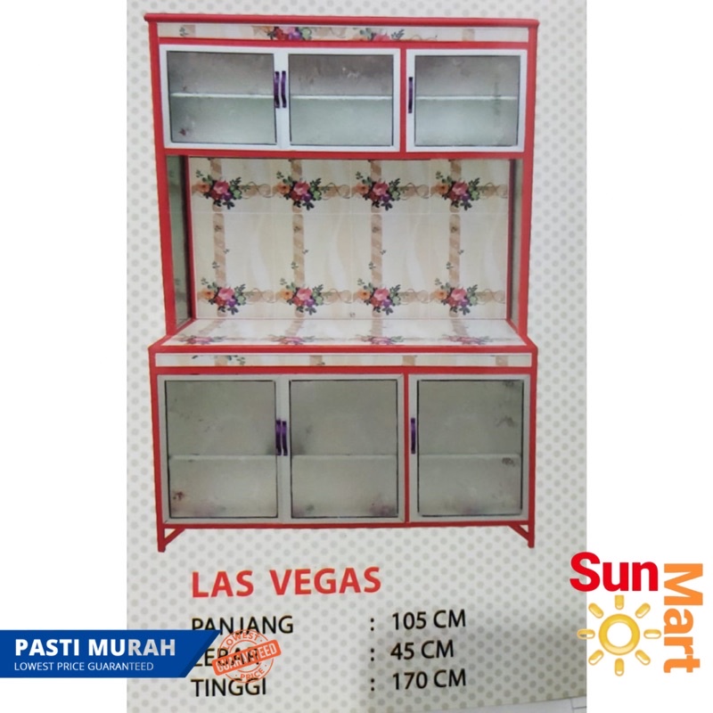 RAK PIRING LEMARI DAPUR ALUMINIUM KACA LAS VEGAS