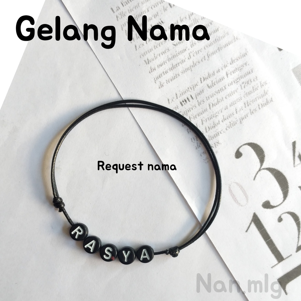 Gelang Nama HURUF Bulat Waterproff Tali Korea