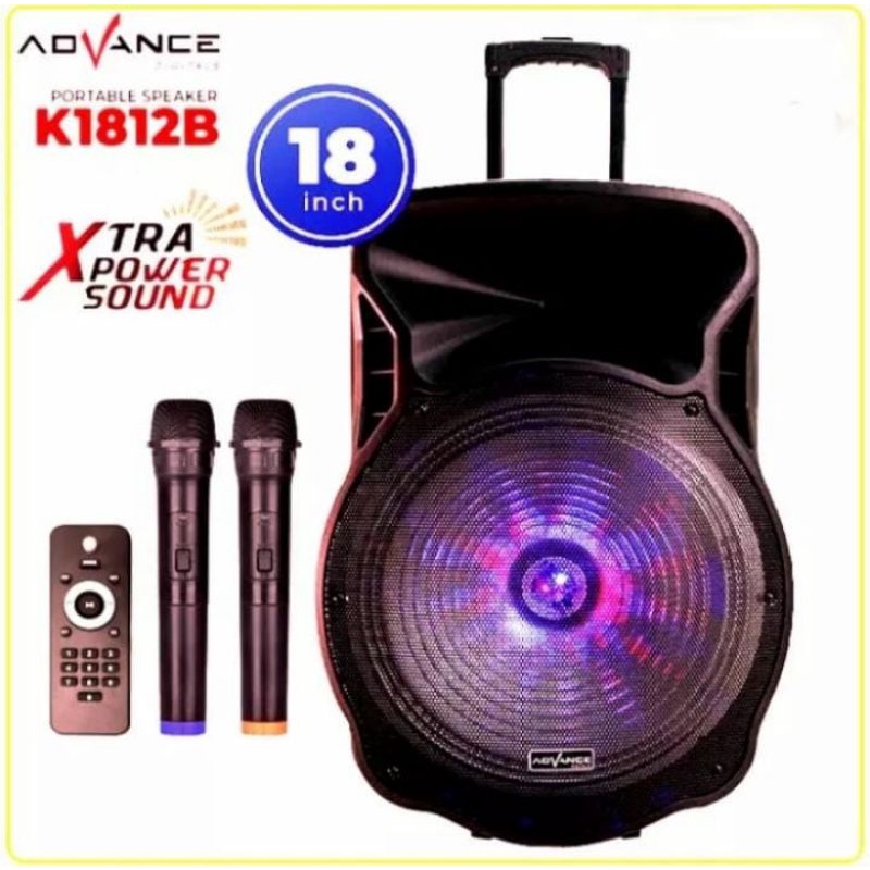 Speaker Bluetooth Portable Advance K1812B 18" Free 2mic