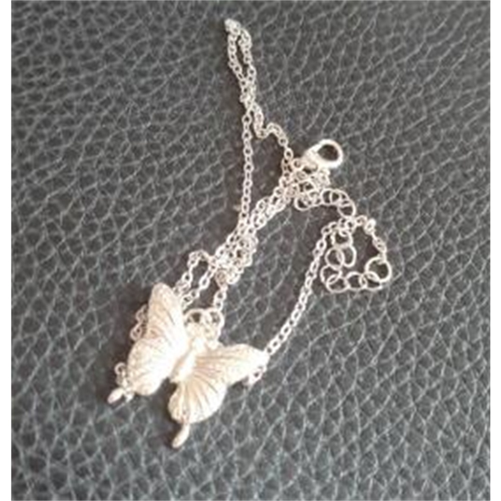 Korea INS Kepribadian Retro Kupu-kupu Liontin Kalung Perak untuk Wanita
