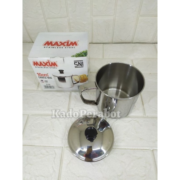 cuntang stainless - gelas stainless gagang - mug stainless maxim 10