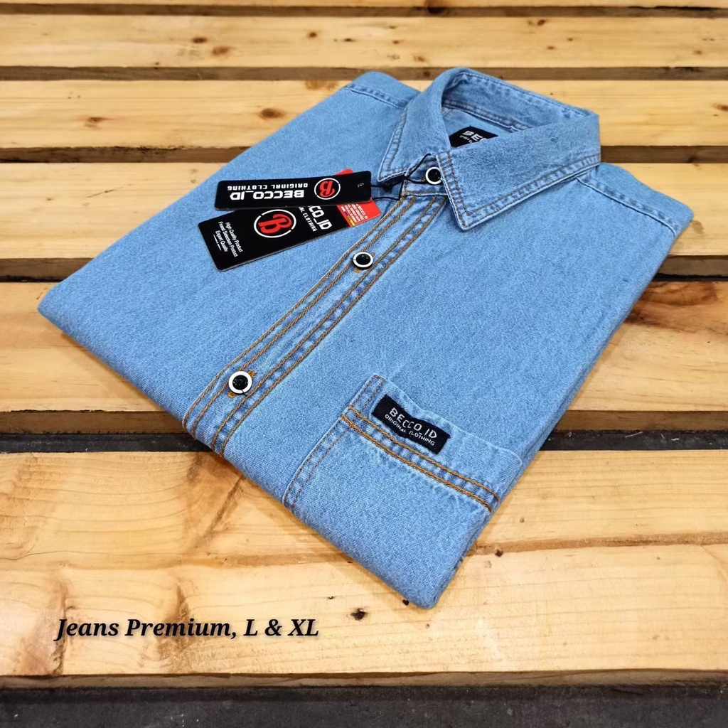 Kemeja Levis Pendek - Baju Casuals Washing Denim - Kemeja Pria, Dewasa, Anak - Kemeja Jeans