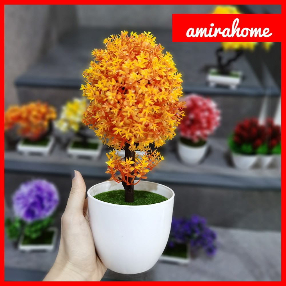 Artificial Flower Pot Bunga Plastik Pot Bunga Hiasan Pohon Buatan Dekorasi Rumah Motif GrassBall