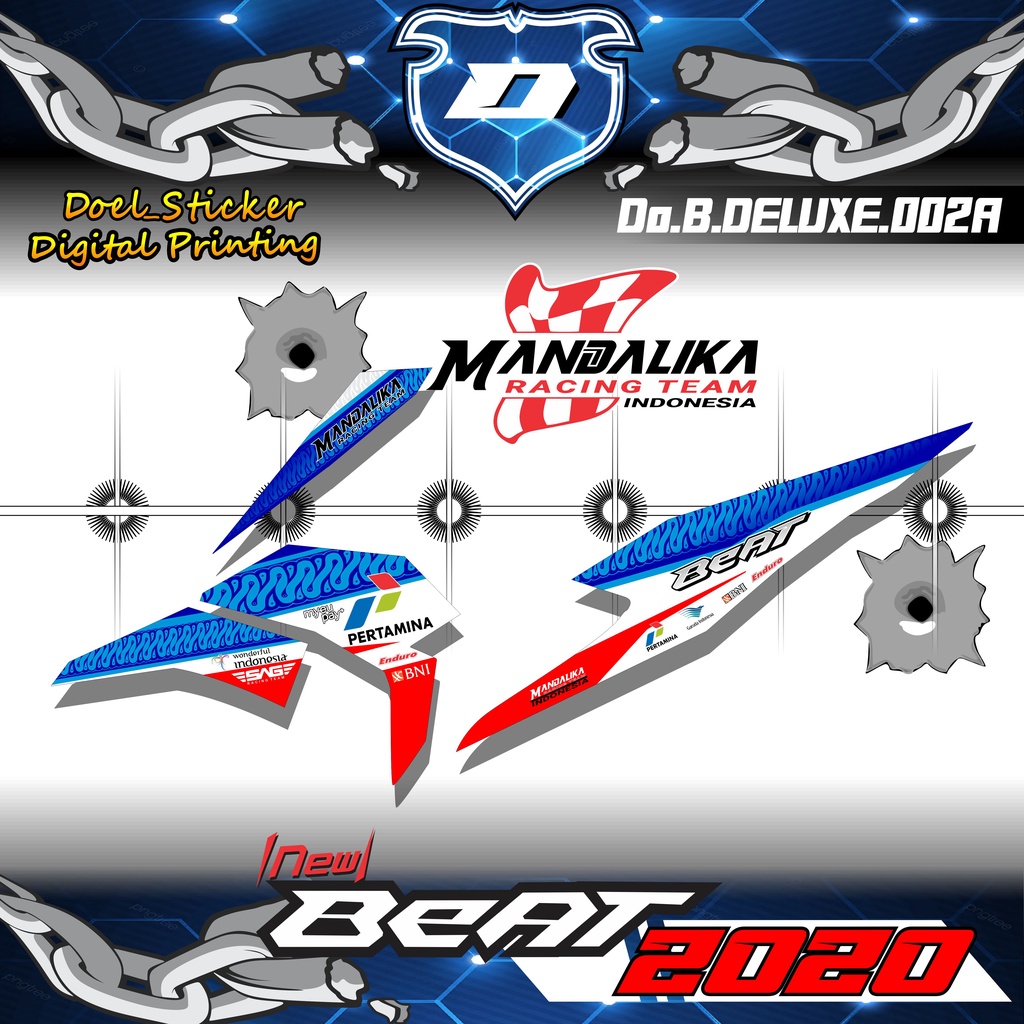 (COD) BEAT 2020 sticker striping stiker striping BEAT DELUXE,BEAT STREET,BEAT FI NEW 2020/2021 02A VARIASI MOTIF MANDALIKA RACING TEAM