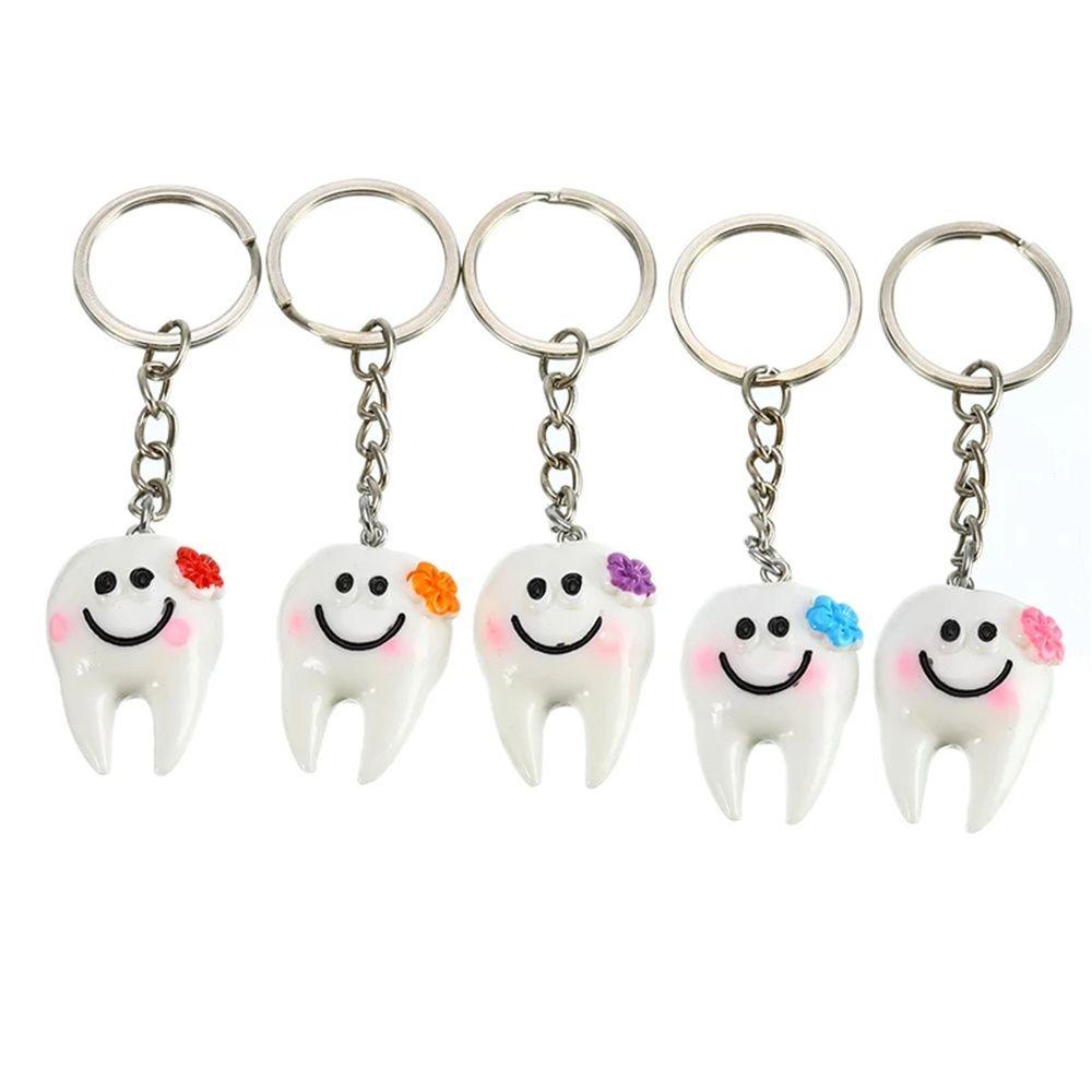 QUINTON Dental Key chain 5Pcs Aksesoris Gigi Dental Dekorasi Simulasi Resin Gigi Yang Indah Kunci Rings