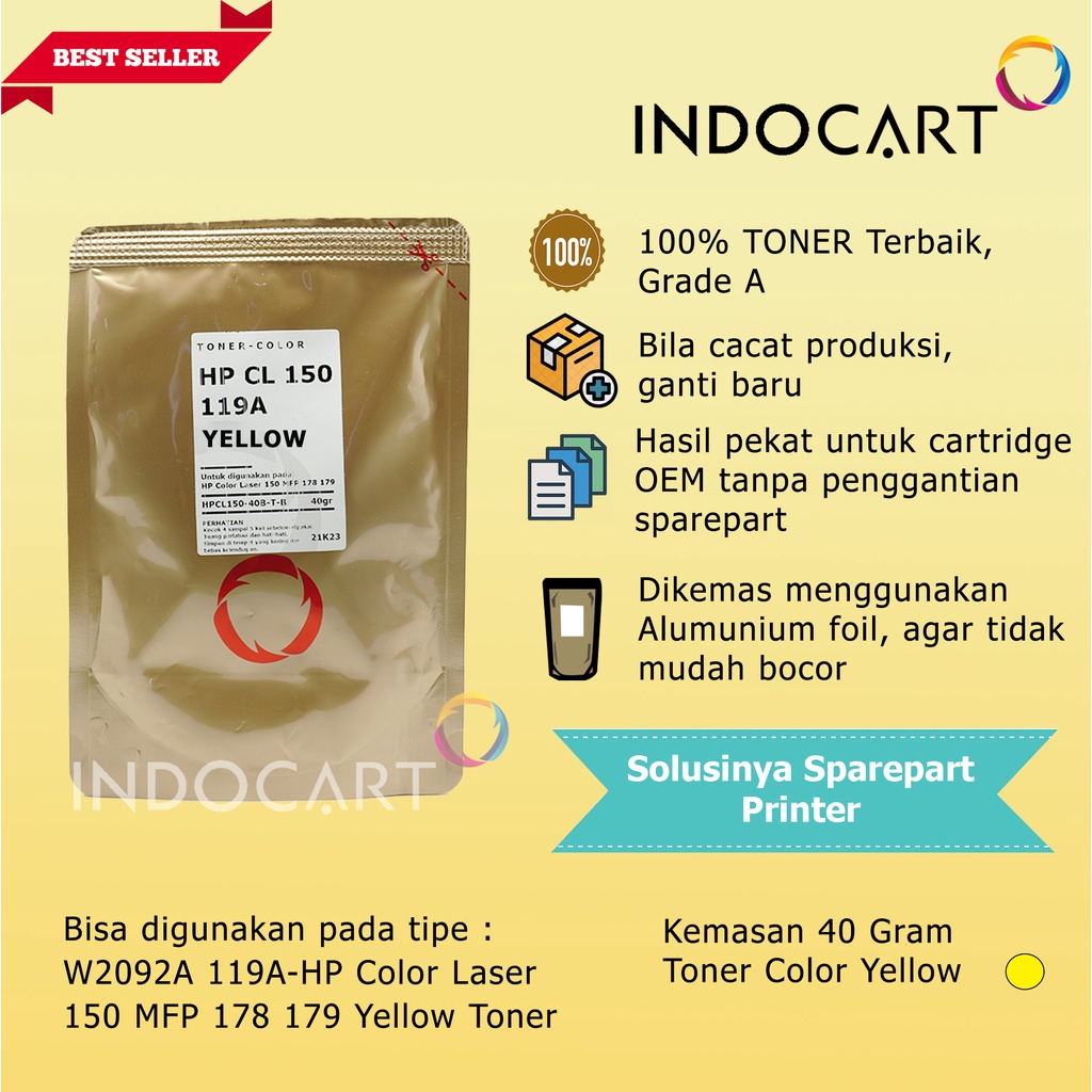 Serbuk Toner Warna Jepang-HP 119A Color Laser 150 MFP 178 179-40gr-CMY