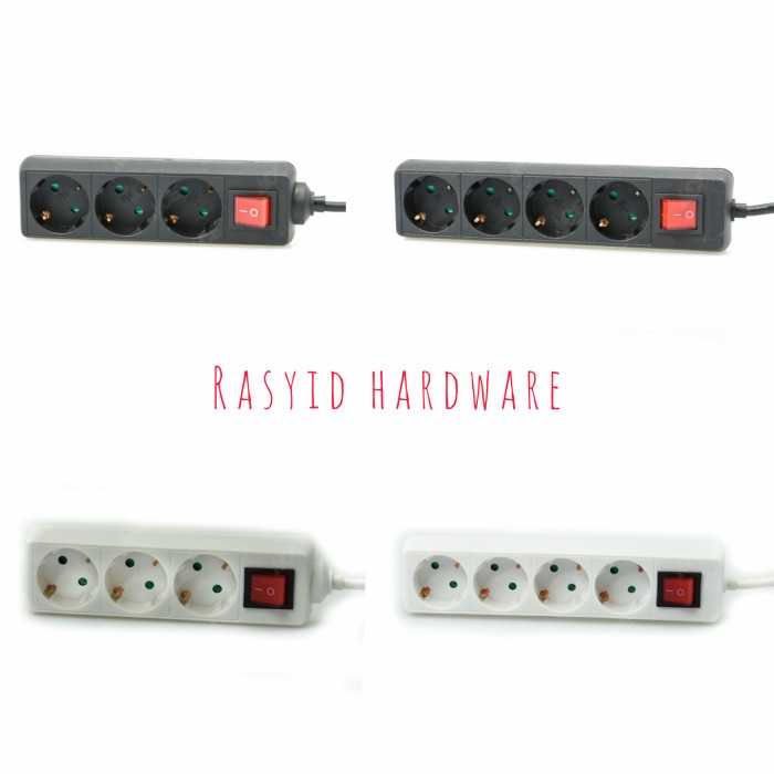 sambungan kabel - colokan listrik - Stop Kontak - Putih, 4 colokan Krisbow