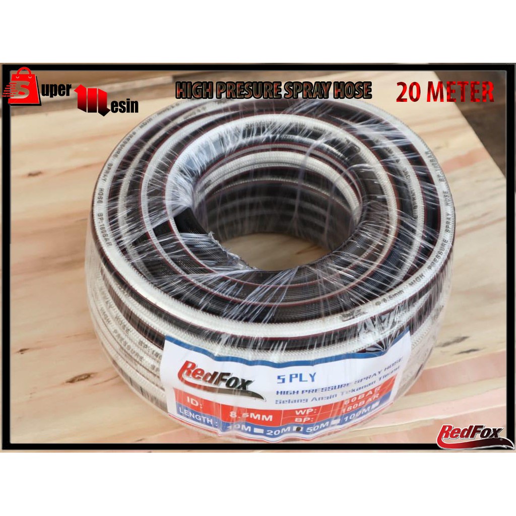 SELANG KOMPRESOR ANGIN 20M / HIGH PRESSURE SPRAY HOSE 5 PLY "REDFOX"