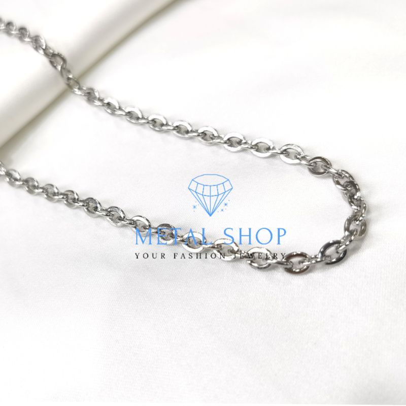 Kalung Titanium Pria Wanita Anti Karat Model Nuri Panjang 45CM