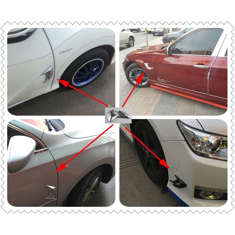 [X336]  2 Pcs Car Air flow Side Fender Decoration Variation Gills Shark Cars Insang Hiu Dekorasi Variasi Mobil Universal