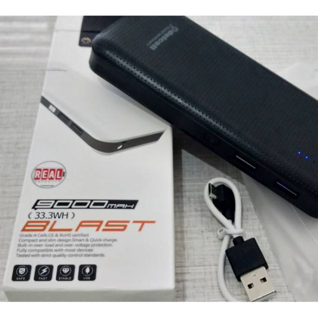 Powerbank real power bank 9000 mah fast charger 2 slot delcell dellcell