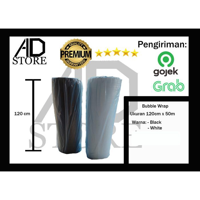 

Wraping Plastik Bubble Wrap Warna Hitam & Bening Ukuran 120Cm X 50M