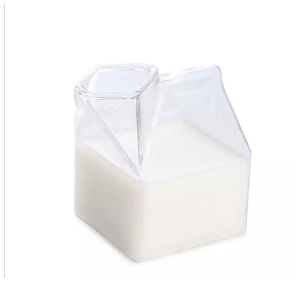 Gelas Kaca Unik Desain Kotak Susu Milk Box 300 ML