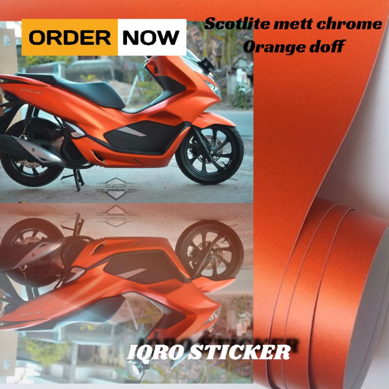 STIKER SKOTLET METALIK KROM DOFF MAXDECAL SEKOTLET METT CHROM ORANGE DOFF UNTUK MOTOR DAN MOBIL