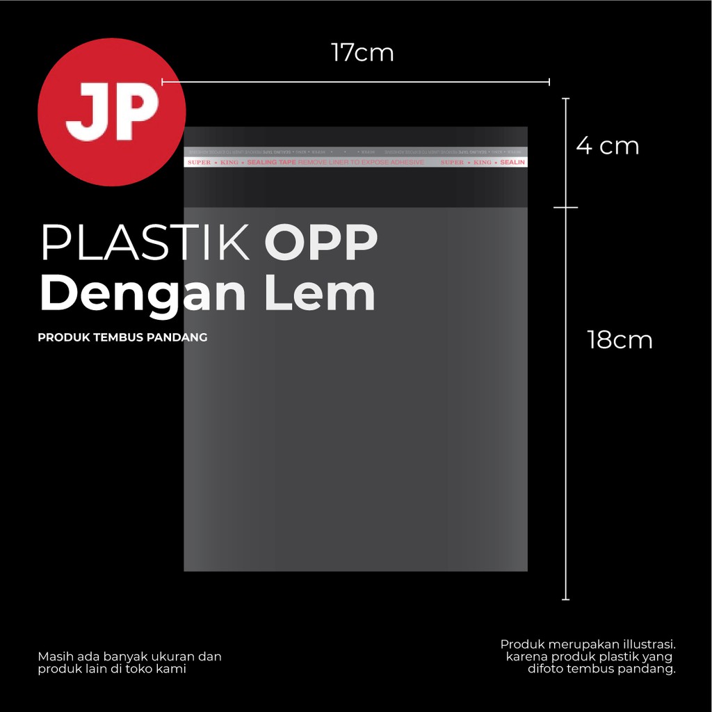 PLASTIK OPP LEM ukuran 17x18cm +4cm (1 pack isi 100 pcs)