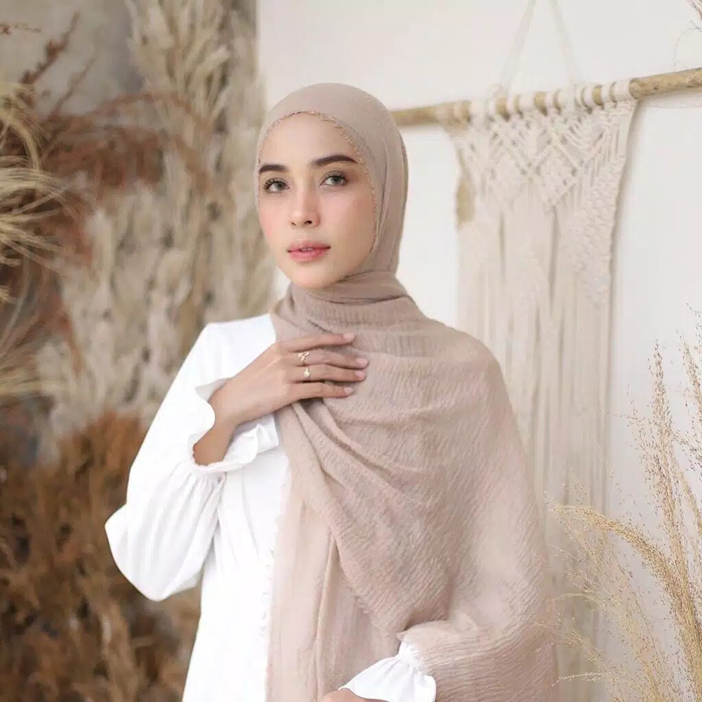 Termurah Pashmina Crinkle Azara / Pashmina Crinkle / Crinkle Azara-Mocca