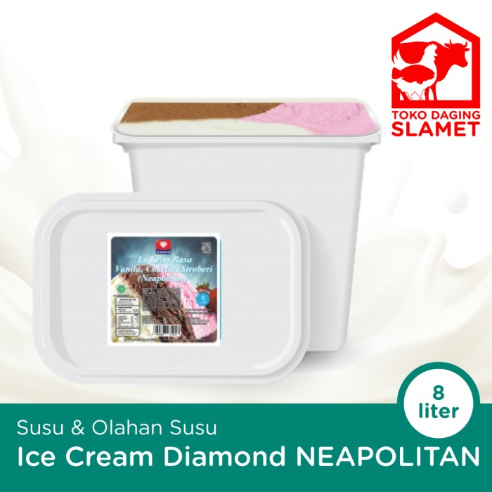 

Ice Cream Es Krim Diamond Neapolitan Stroberi Coklat Vanila 8 Liter