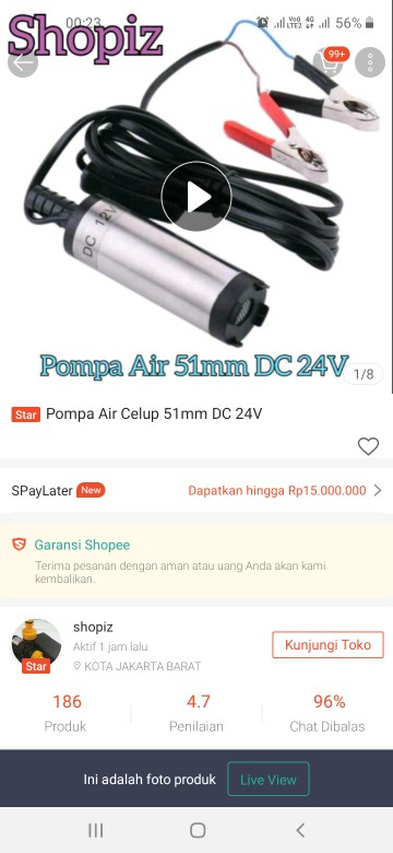 Pompa Air Celup 51mm Dc 24v