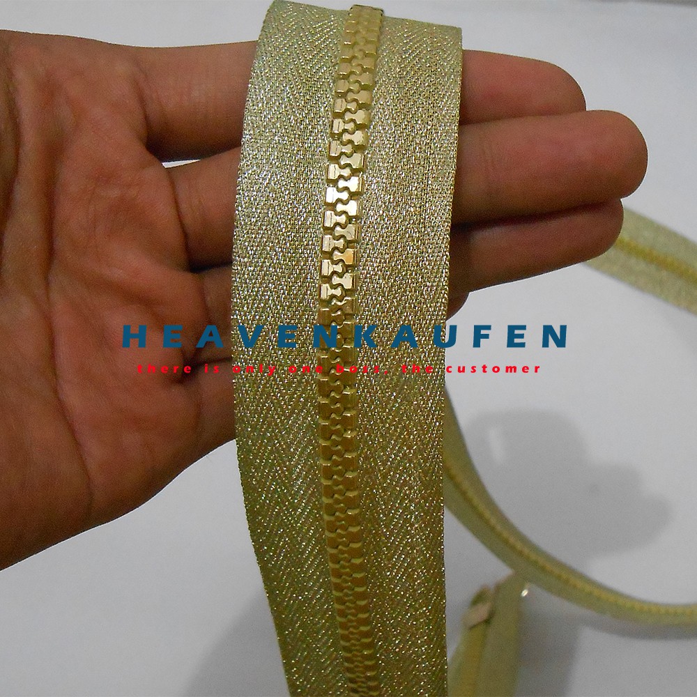 Zipper/Resleting Open-End 1 Meter (100 cm) Warna Gold Muda Blink-Blink