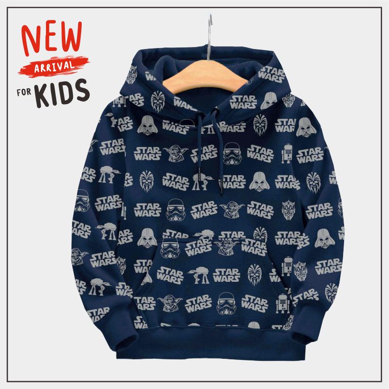 Sweater Hoodie Anak 5-10 Tahun STAR WARS FULLPRINT