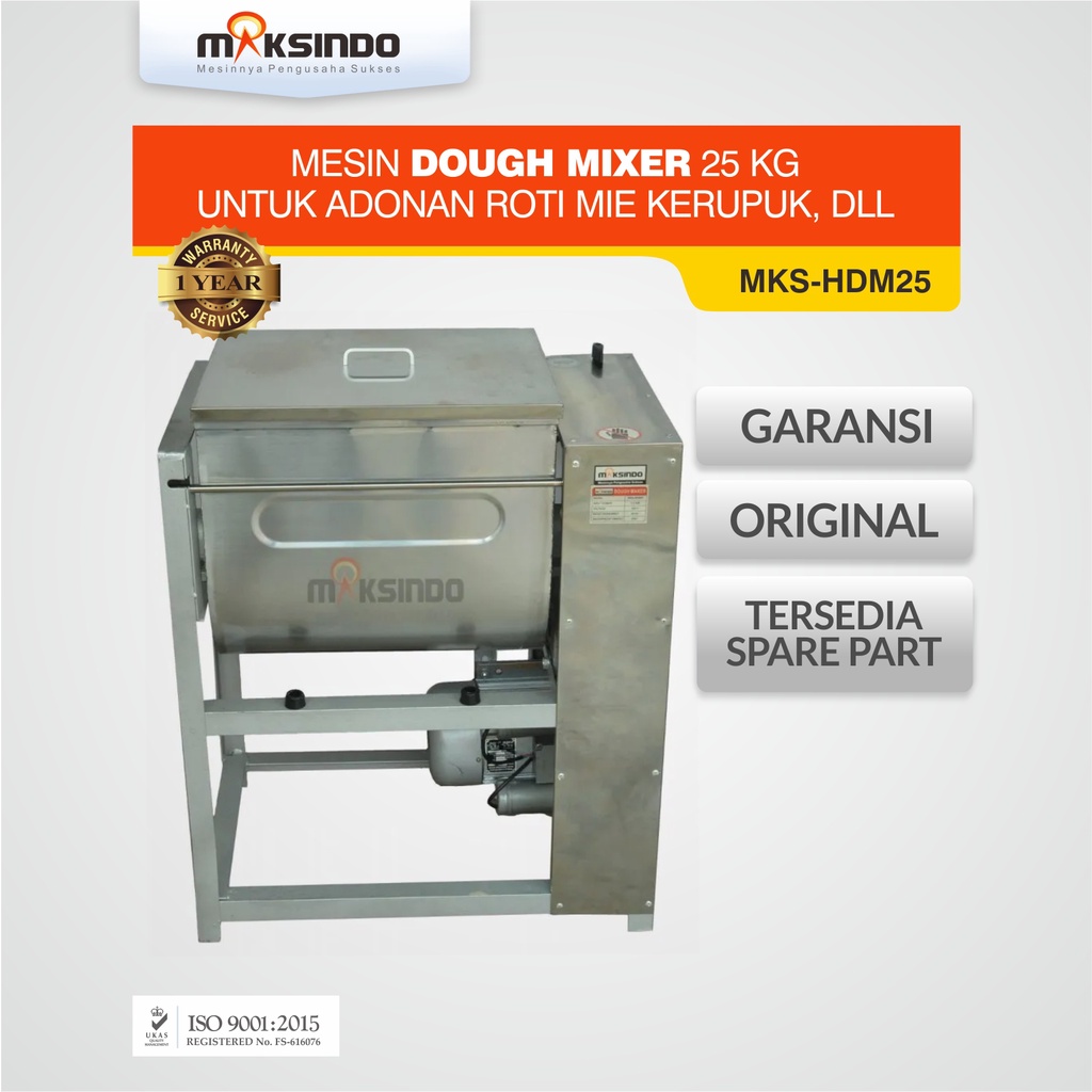 Mesin Dough Mixer 25 Kg untuk Adonan Roti Mie Kerupuk, dll MKS-HDM25