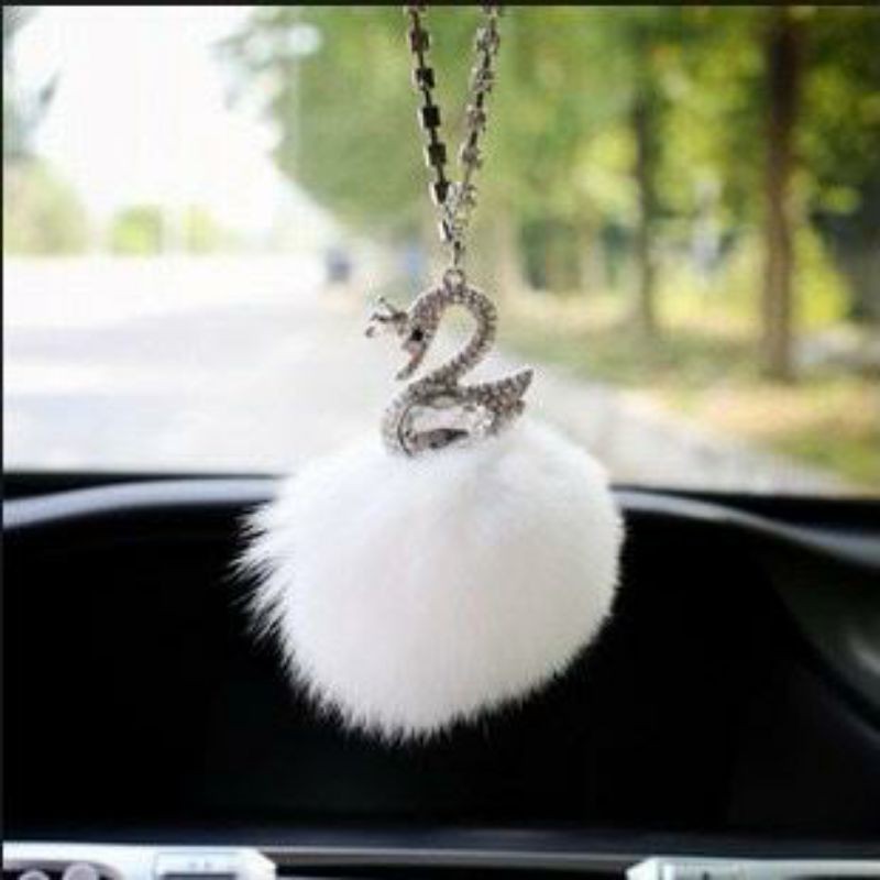 GS ANGSA POM2 // Aksesoris Gantungan Spion Angsa Pom Pom Impor Gantungan Spion Car Bunga Middle Mirror Mobil Mewah Swarovski Angsa Swan Limited Edition Premium