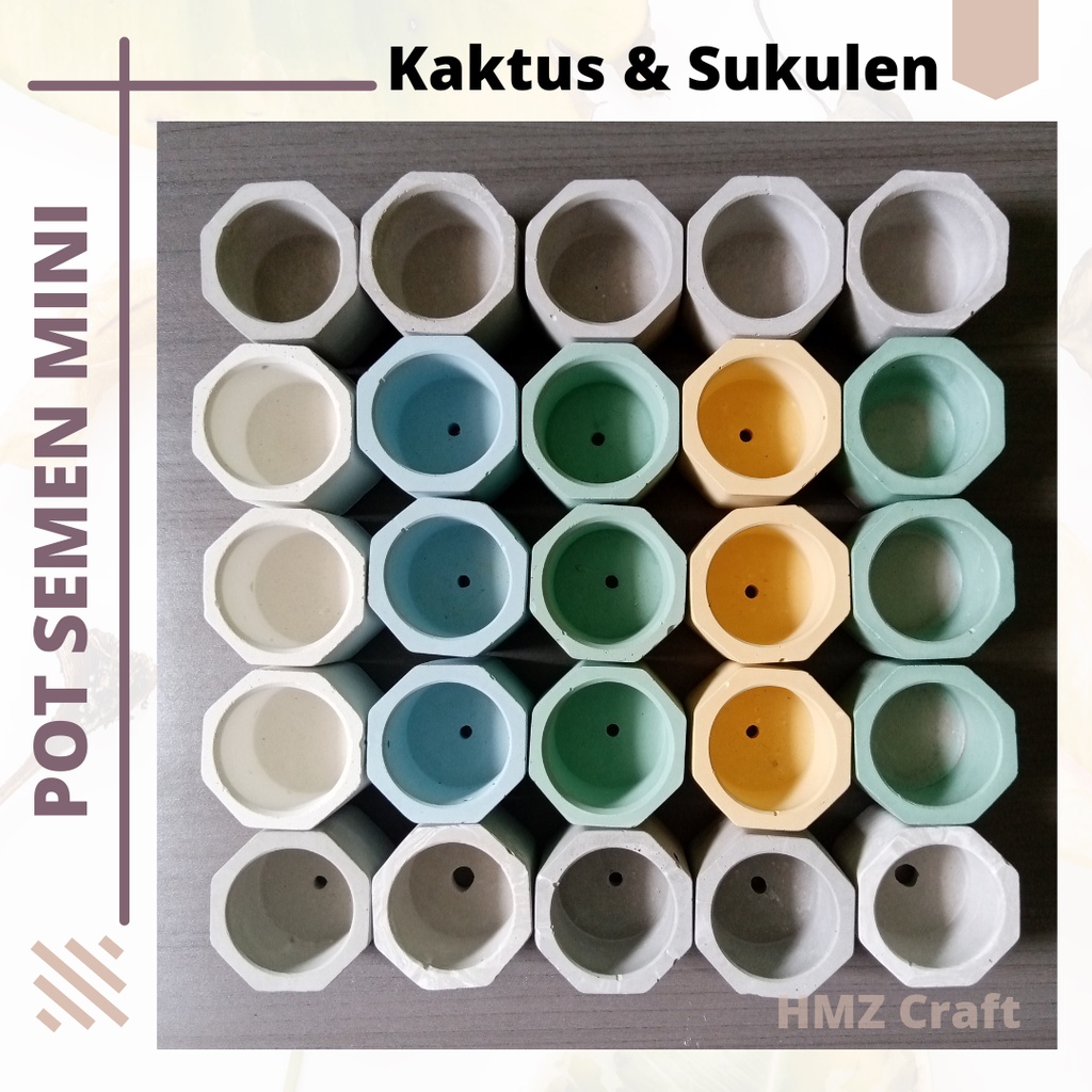 Mini Pot Cactus Kaktus Sukulen Sekulen Kecil / Pot Semen Mini Octagon / Concrete Mini Pot
