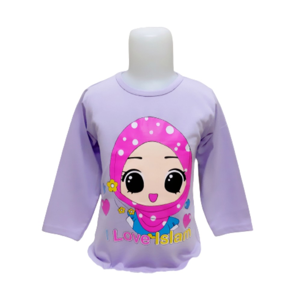 kaos lengan panjang anak perempuan muslimah umur 1-12tahun 012