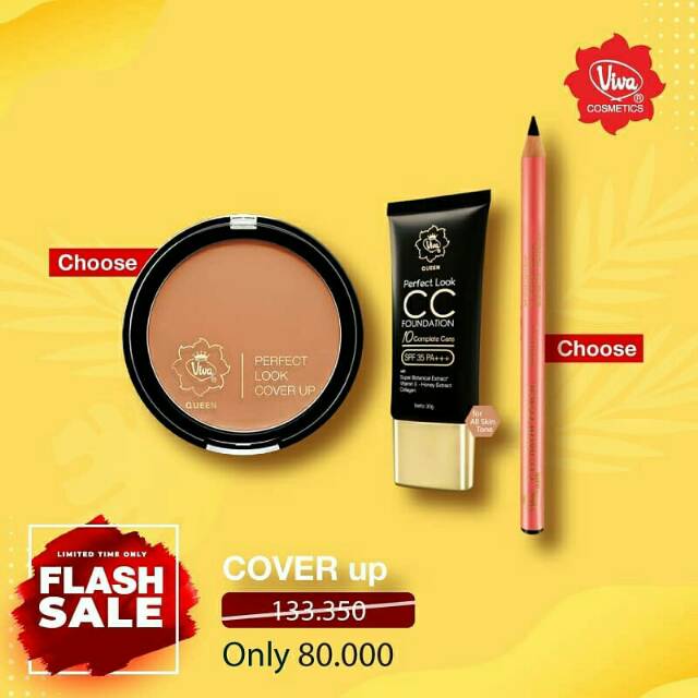 Paket Makeup Foundation Cover Up CC Cream Pensil Alis Viva Eyebrow Pencil Murah