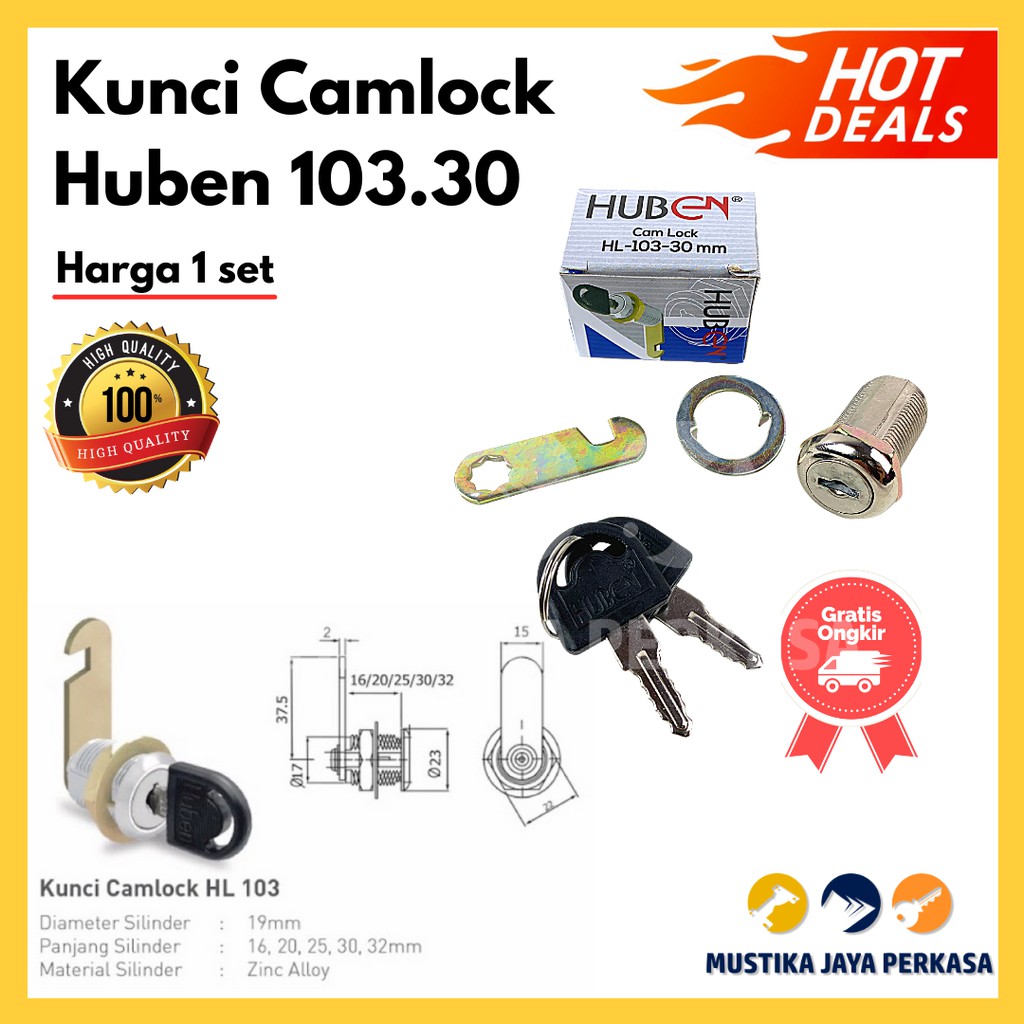 Kunci Camlock HUBEN 103.30 Murah Kunci Loker Serbaguna