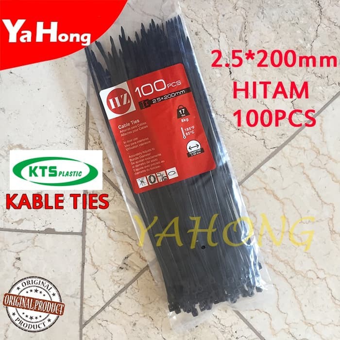 Nylon Cable Tie Kabel Tis Nilon Kabel Ties Pengikat 2.5 x 200mm 20cm HITAM