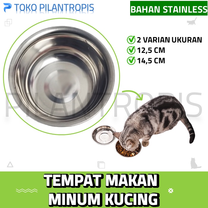 TEMPAT MAKAN KUCING ANJING STAINLESS WADAH MANGKOK MAKANAN KUCING STAINLESS KECIL MANGKUK KUCING