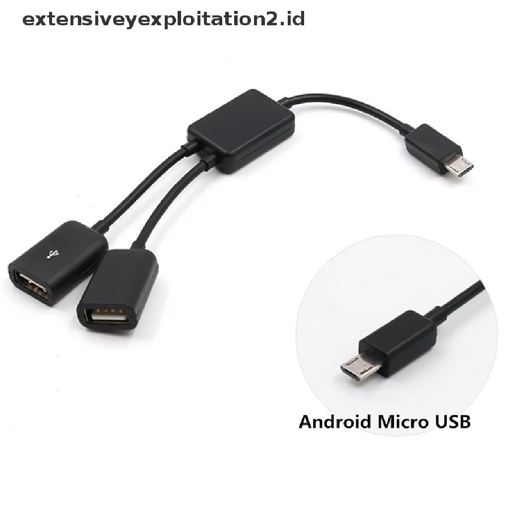 (Hotter) Kabel Adapter Hub Host Otg Dual Micro Usb Untuk Tablet Pc Dan Smartphone